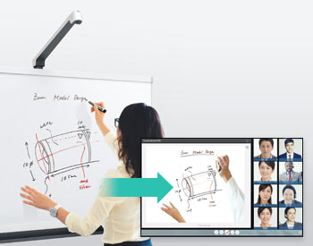 Our AI whiteboard supports real-time sharing to participants at remote places.