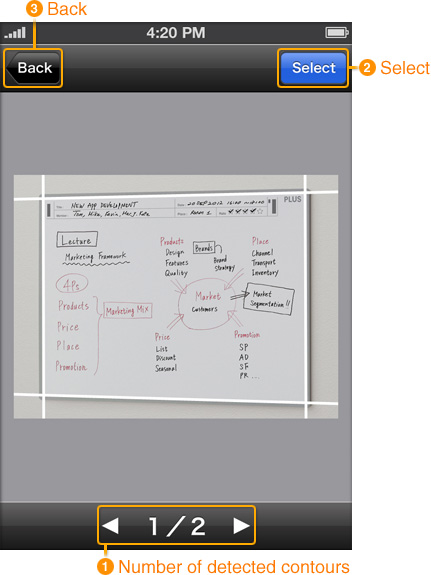 Detected contours images