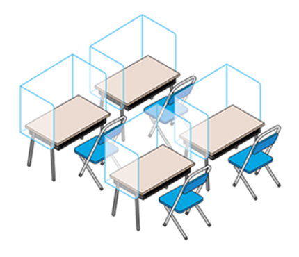 ひとり用机に設置できるパーテーション