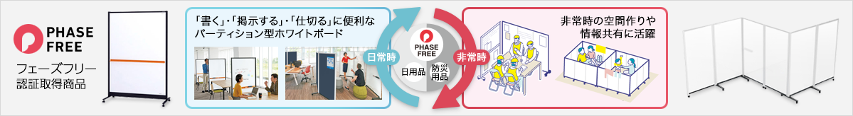 フェーズフリー認証を受けたパーティション型ホワイトボードのご紹介