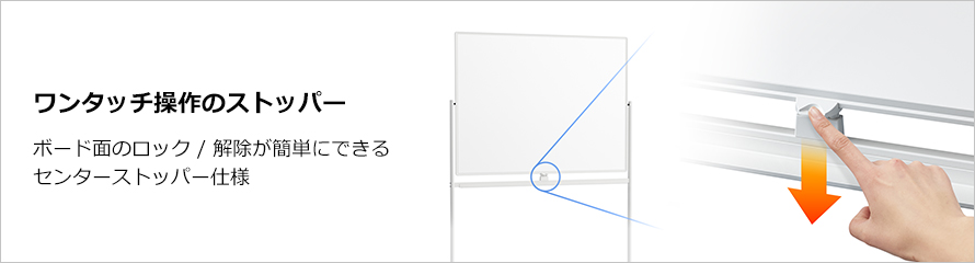 ストッパー付きでボードのロック、解除が可能